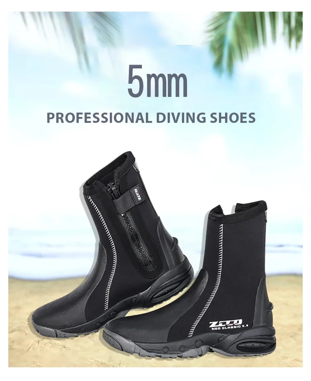 Neoprene Dive Boots with Side Zipper