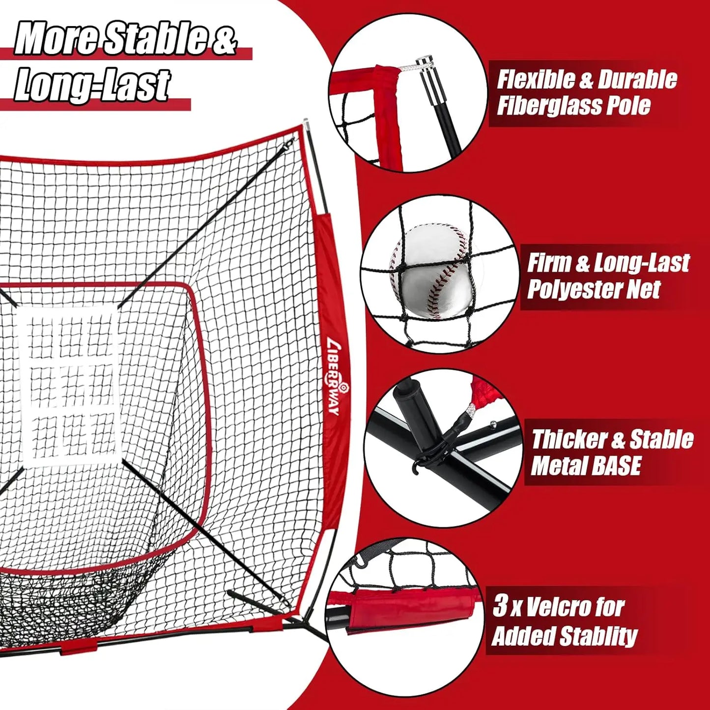 LIBERRWAY 7x7 ft Batting Net with 12 Count Baseballs