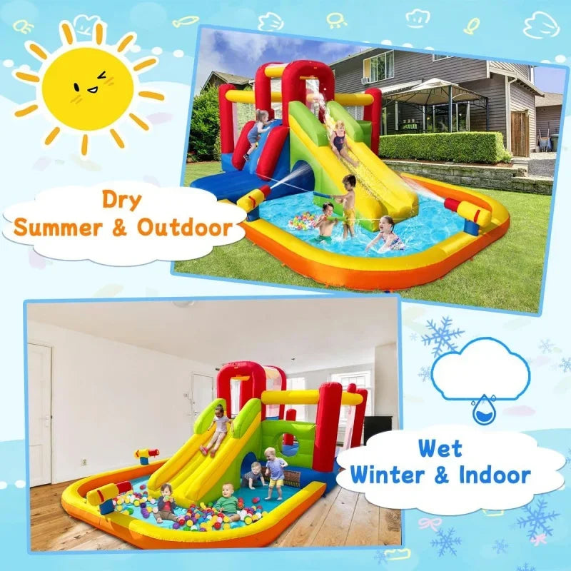 Inflatable Water Park with Slide, Splash Pool