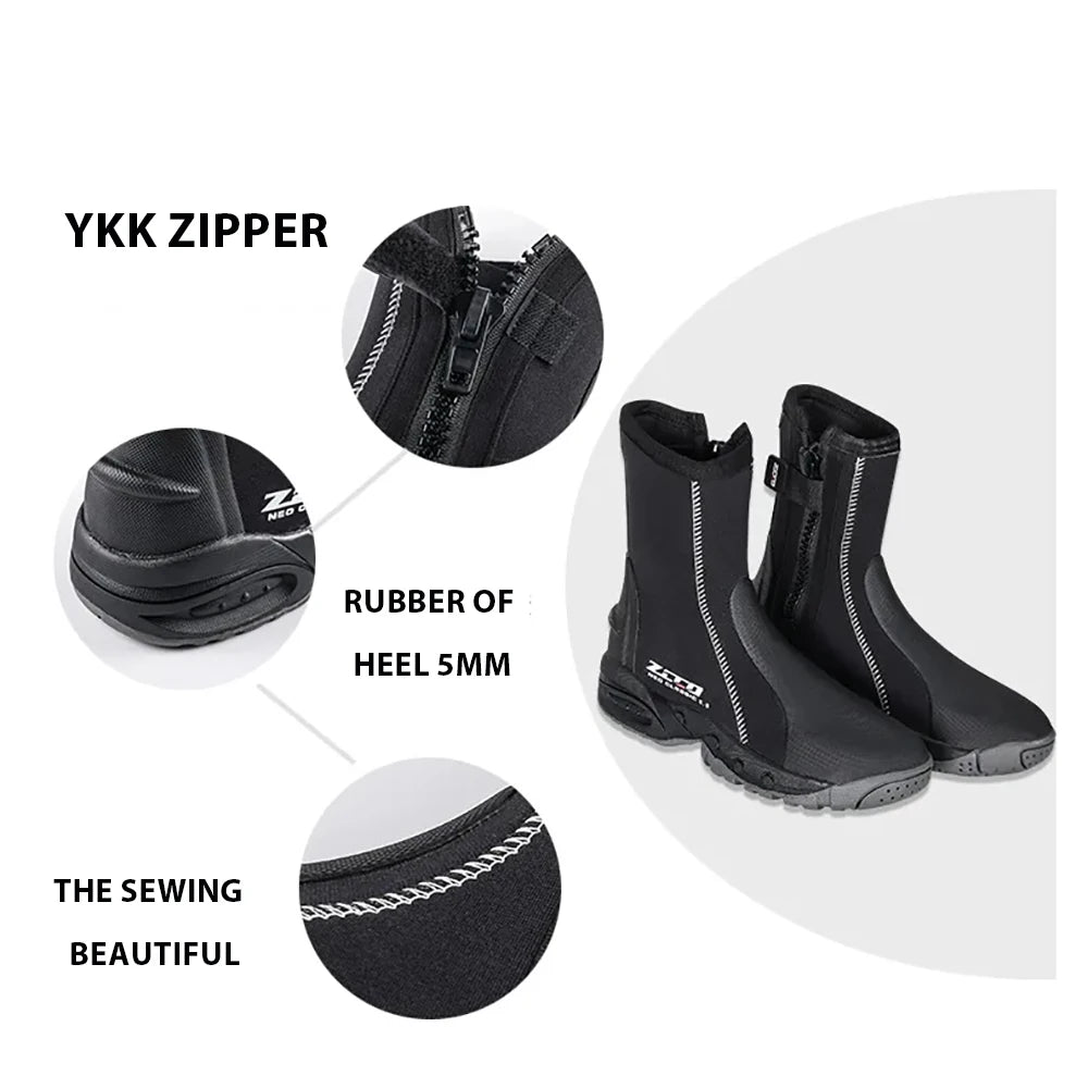 Neoprene Dive Boots with Side Zipper