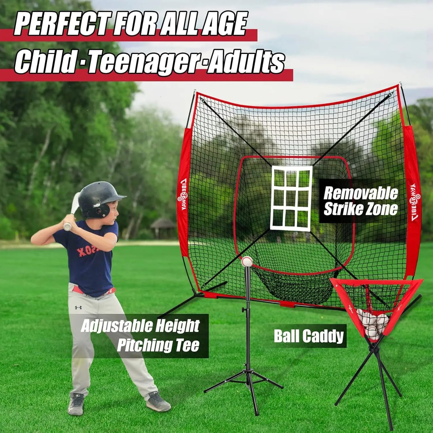 LIBERRWAY 7x7 ft Batting Net with 12 Count Baseballs