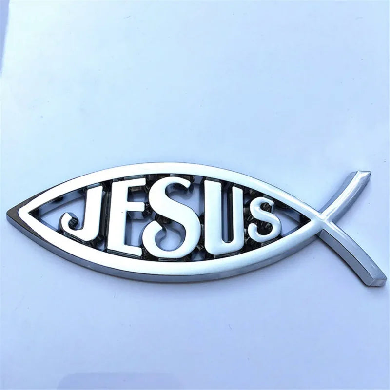 JESUS Fish Silver chrome Christian crafts