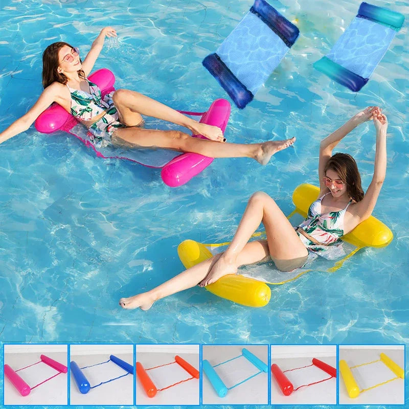 Summer Swim Inflatable Floating Water Mattresses Hammock Stripe Lounge Chairs Pool Water Sports Toys Floating Mat Pool Toys Kids