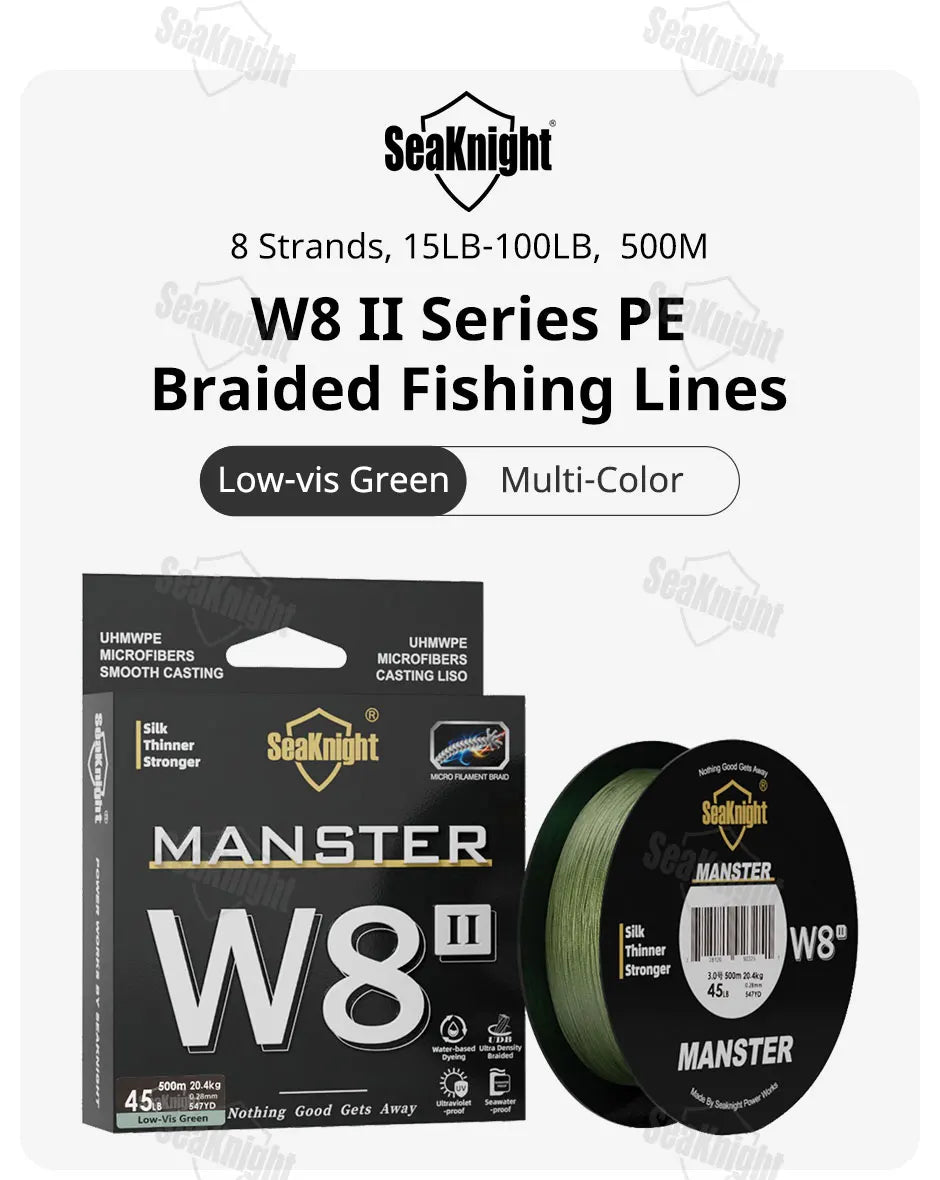 SeaKnight Brand W8 II Series 8 Strands Fishing Line Advanced Wide Angle Technology Braided PE Line Freshwater Saltwater Fishing