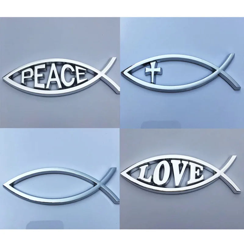 JESUS Fish Silver chrome Christian crafts