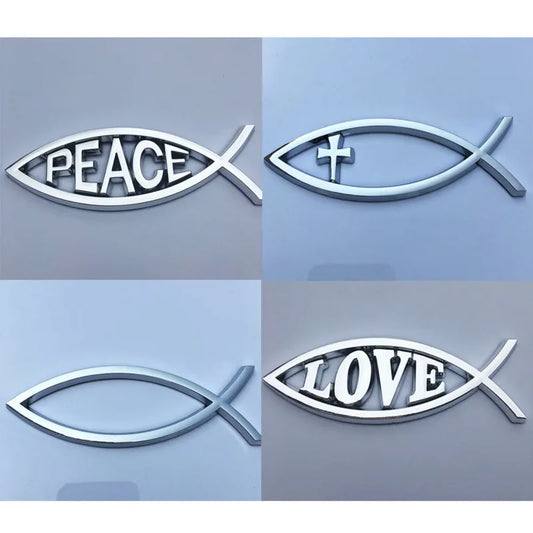 JESUS Fish Silver chrome Christian crafts