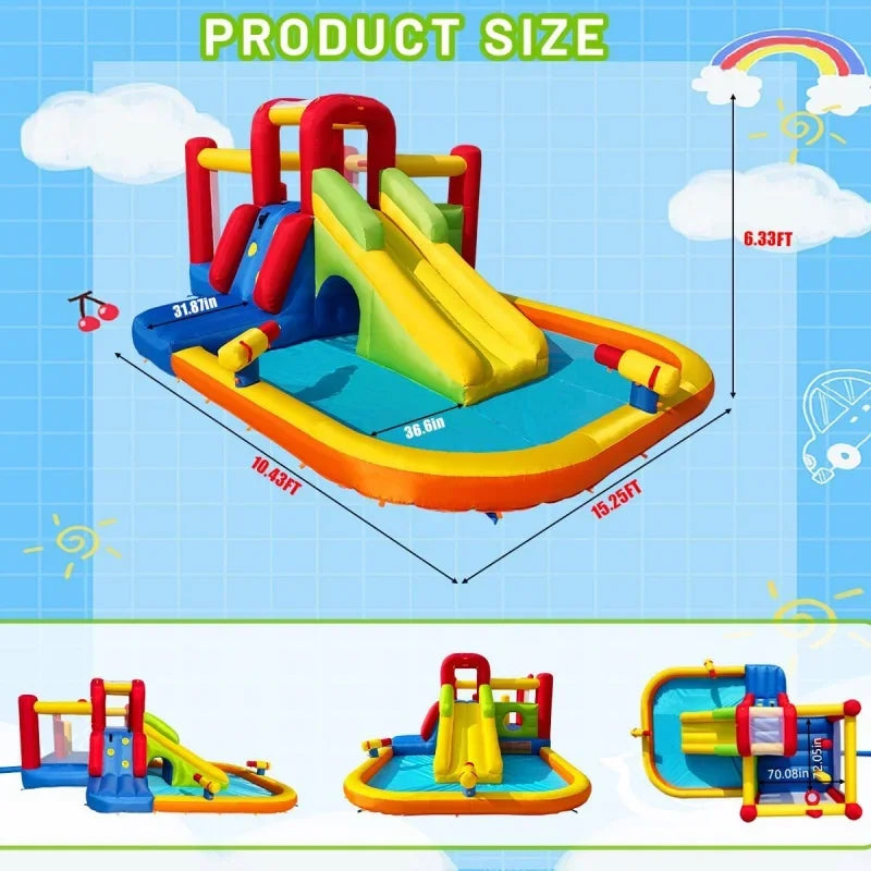 Inflatable Water Park with Slide, Splash Pool